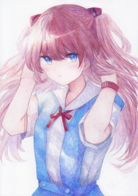 色鉛筆で描きましたエヴァンゲリオンからアスカです#エヴァンゲリオン 