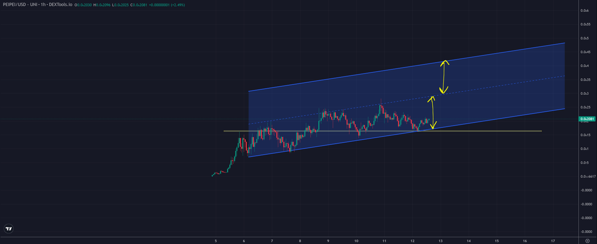 trader1sz's tweet photo. $PEIPEI - clear invalidation on break of channel https://t.co/gHAoIyrNoq