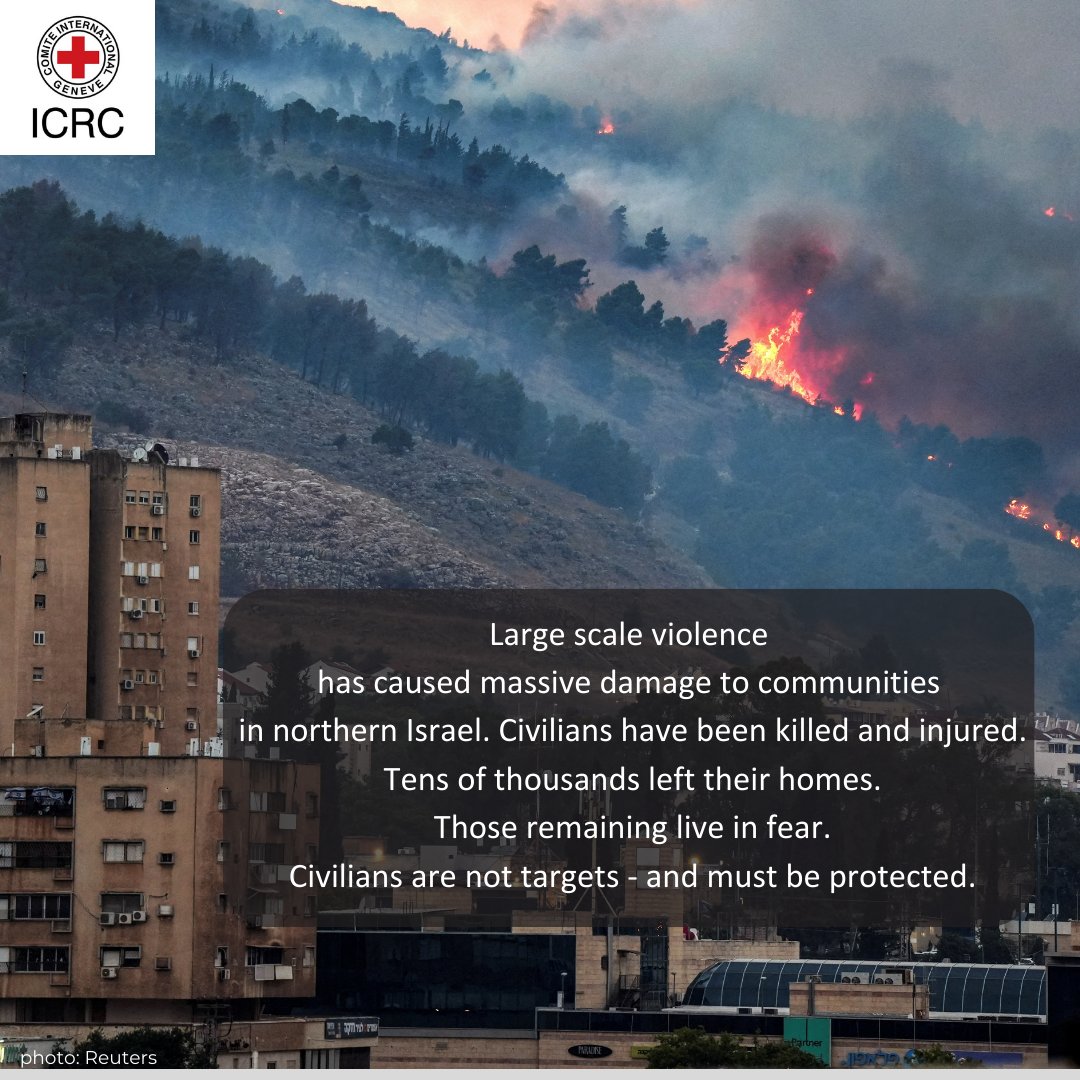 For months, civilians in northern Israel have lived with increasing levels of violence and uncertainty.

Tens of thousands of people have fled their homes, still unable to safely return.

We urge all parties involved to prioritize the protection of civilians and adhere to #IHL.