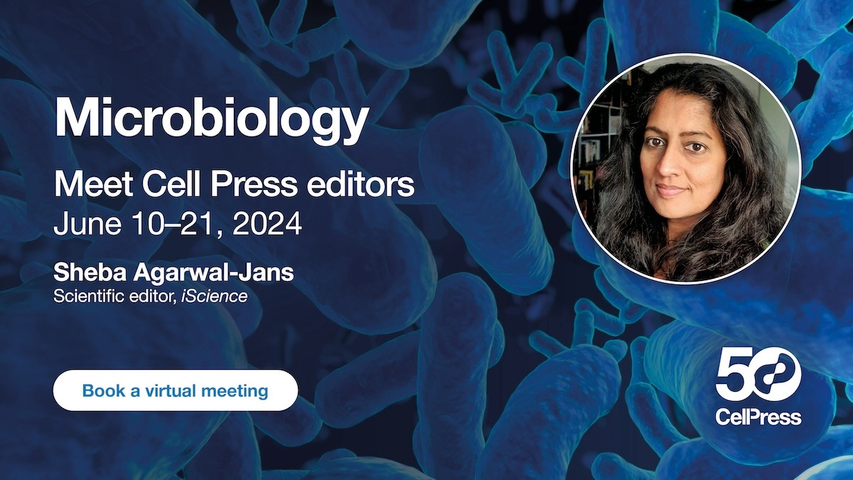 Cell Press (@cellpressnews) on Twitter photo Have a question for <a href="/iScience_CP/">iScience journal</a> editor <a href="/ShebaAJ/">Dr. Sheba A-J</a>? Book a virtual meeting with her to discuss the publishing process hubs.li/Q02B4bvT0 #ASMicrobe Have a question for <a href="/iScience_CP/">iScience journal</a> editor <a href="/ShebaAJ/">Dr. Sheba A-J</a>? Book a virtual meeting with her to discuss the publishing process hubs.li/Q02B4bvT0 #ASMicrobe