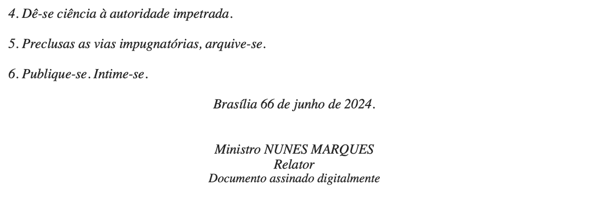 wallisonbezerra's tweet photo. E para Nunes Marques nós já estamos em 66 de junho de 2024. https://t.co/wLB3DaMyX6