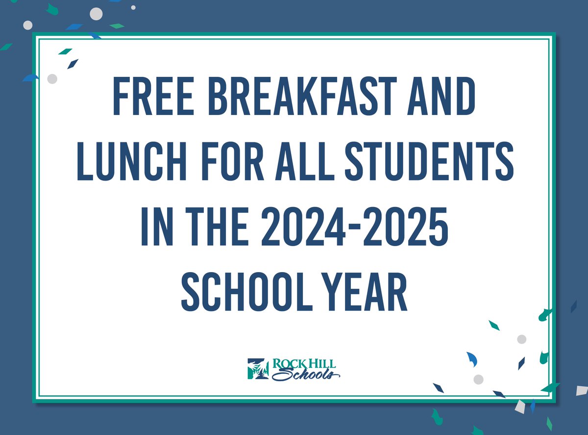 RockHillSchools's tweet photo. Free breakfast and lunch continue for our students! Our district will offer free meals for all Rock Hill Schools students. Our district is dedicated to removing the barriers preventing our students from learning. Visit  our food services page for more: https://t.co/qjBzsJibas https://t.co/klSKBt5Mmv