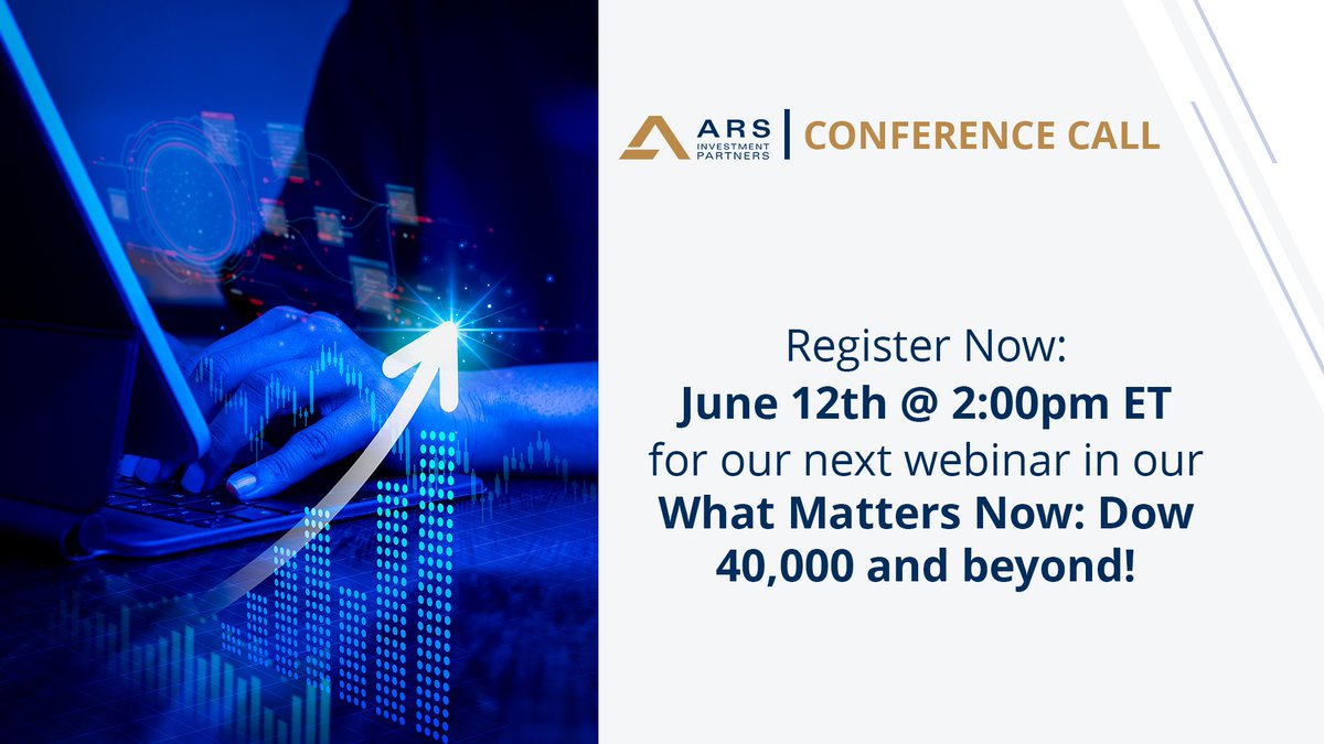 ARSInvestments's tweet photo. Join us TODAY @ 2:00pm ET for our conference call "What Matters Now: Dow 40,000 and beyond!" Dr. Ed Yardeni has frequently been correct in his economic outlook predictions over the past several years and has a positive outlook for the coming months.
https://t.co/3DseoLyB42 https://t.co/cB6EjdIA14