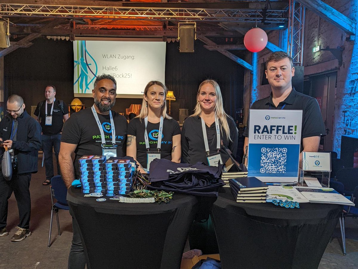PatchMyPC's tweet photo. We've been consistently impressed with our team's work at community events to represent #PatchMyPC, share the importance of patching, and advocate for its use in helping organizations worldwide. Thanks to the team at @ExpertsLiveDE for putting on this event! #ExpertsLiveDE https://t.co/ZkXhcSWbxU