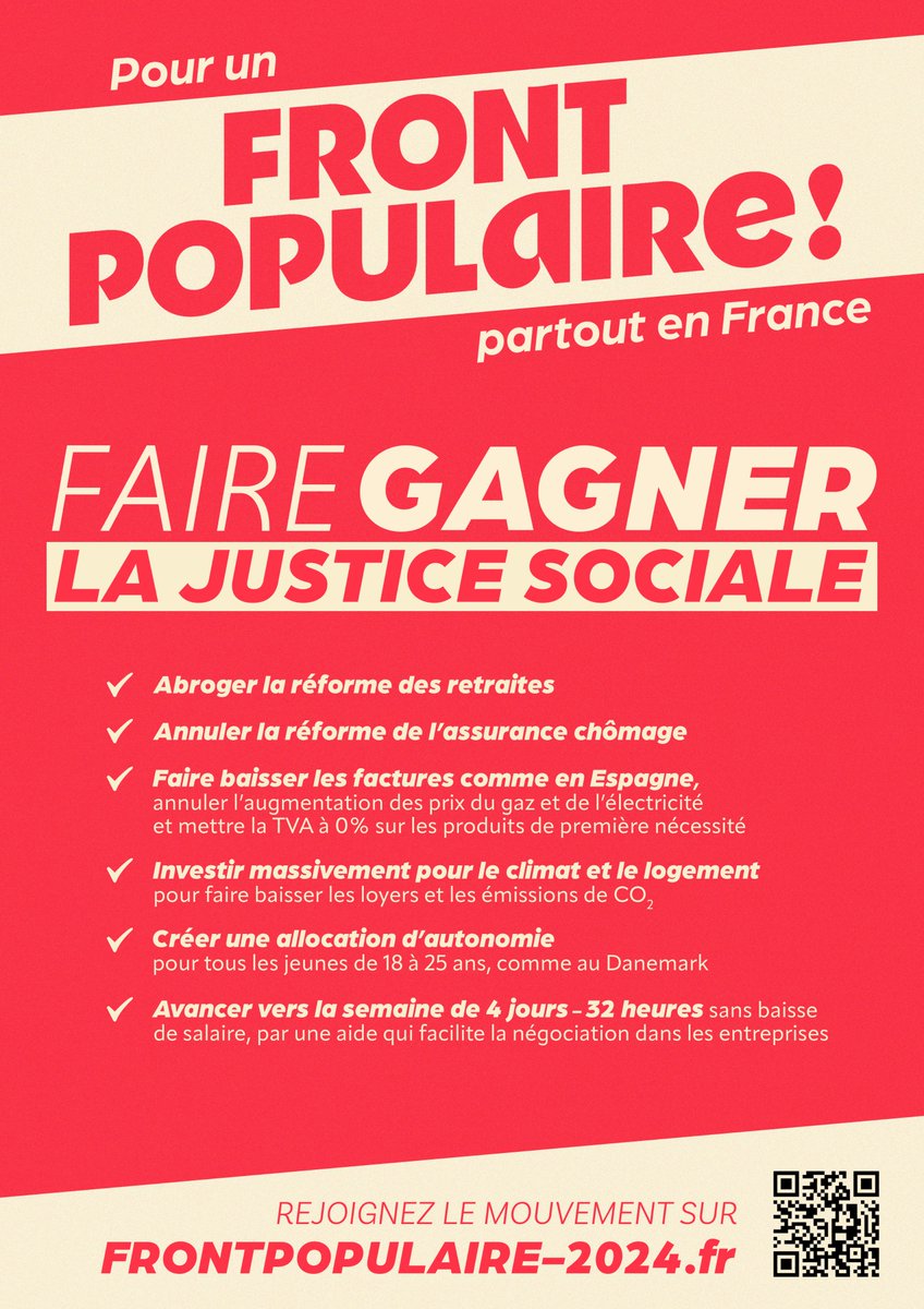 Vive le #FrontPopulaire ! 

En attendant les affiches officielles, qui seront encore plus belles, voilà l'affiche qu'on a commencé à placarder hier.

Beaucoup nous l'ont demandée, alors on vous la partage ici 👉 pierre-larrouturou.eu/wp-content/upl…