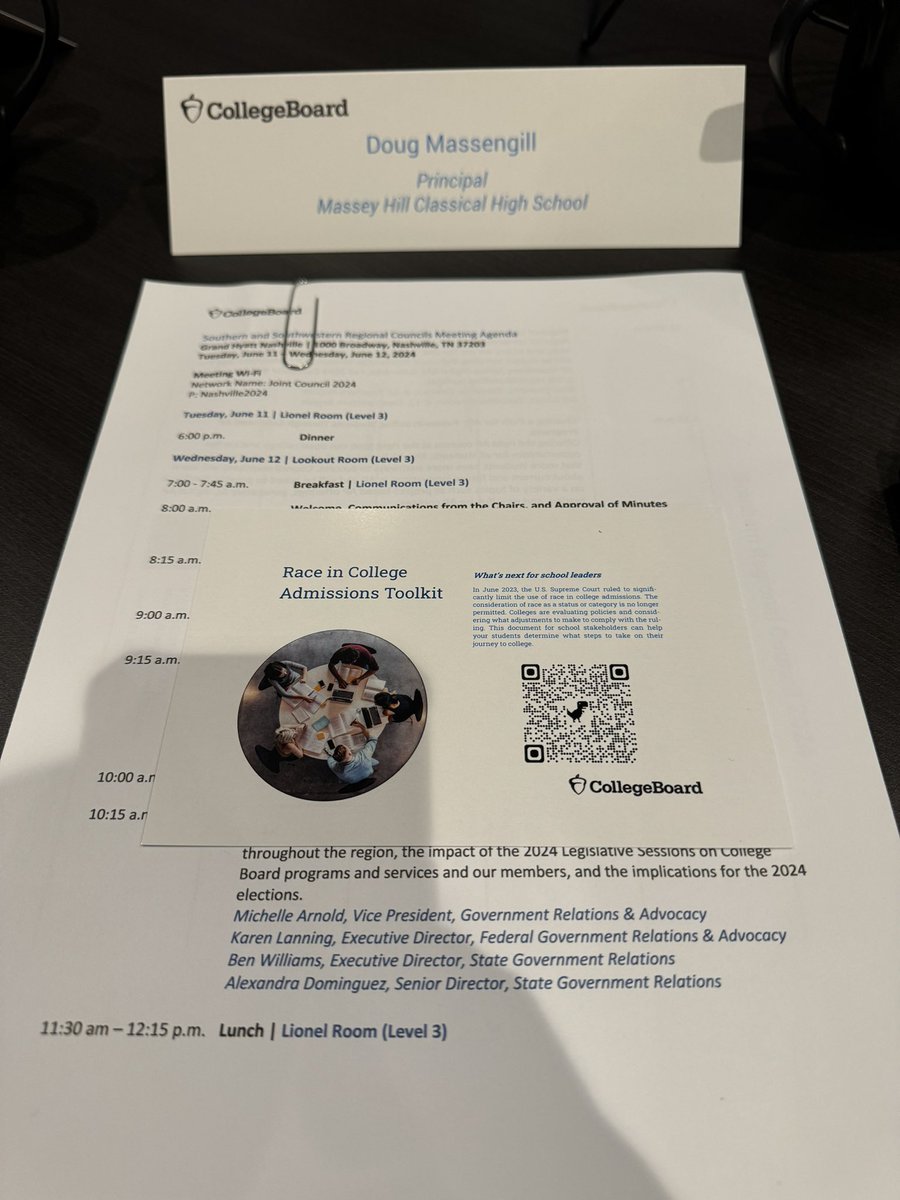 Honored to be representing <a href="/masseyhillclass/">Massey Hill</a> and <a href="/CumberlandCoSch/">Cumberland County Schools</a> at my first <a href="/CollegeBoard/">College Board</a> Southern Regional Council meeting. It is an amazing opportunity to advise the College Board based on my experience and the experience of my students and teachers.