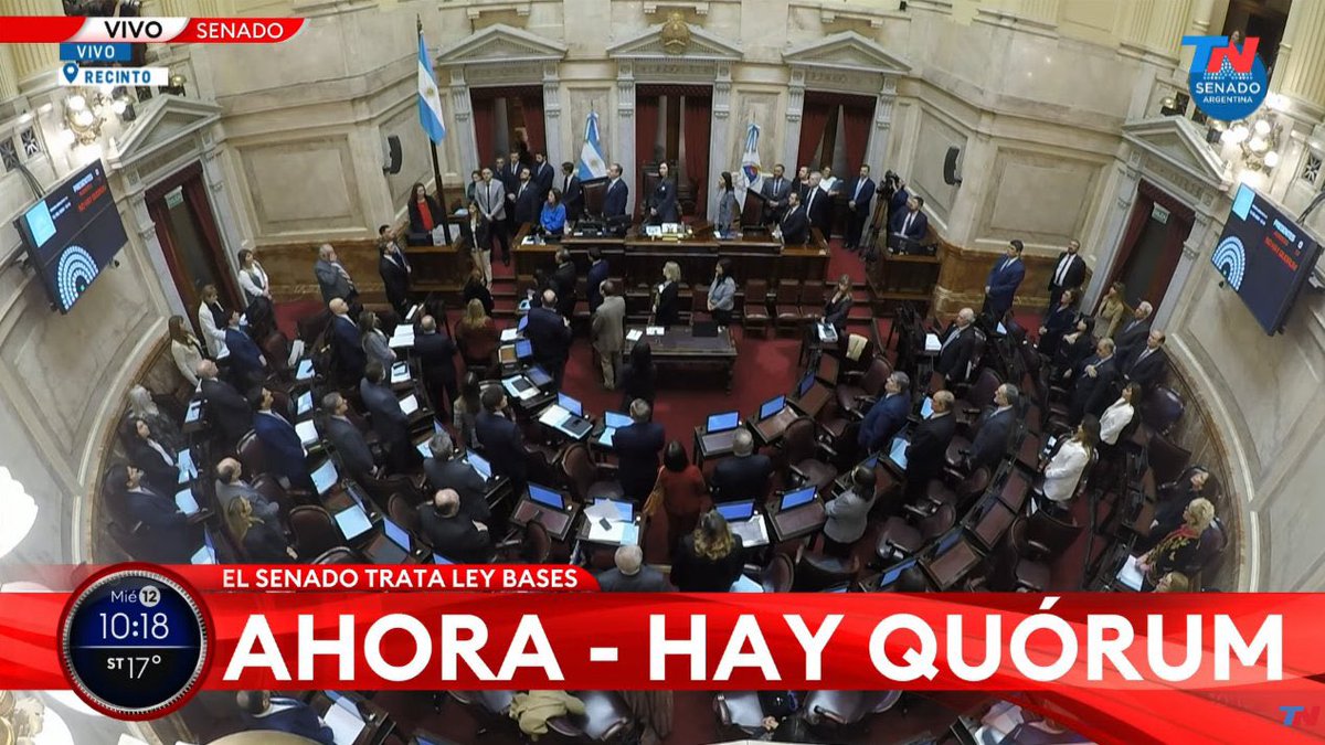 🚨 URGENTE | HAY QUÓRUM EN EL SENADO PARA TRATAR LA LEY BASES:  RT al infinito y deja tu “si” si queres que se apruebe la ley