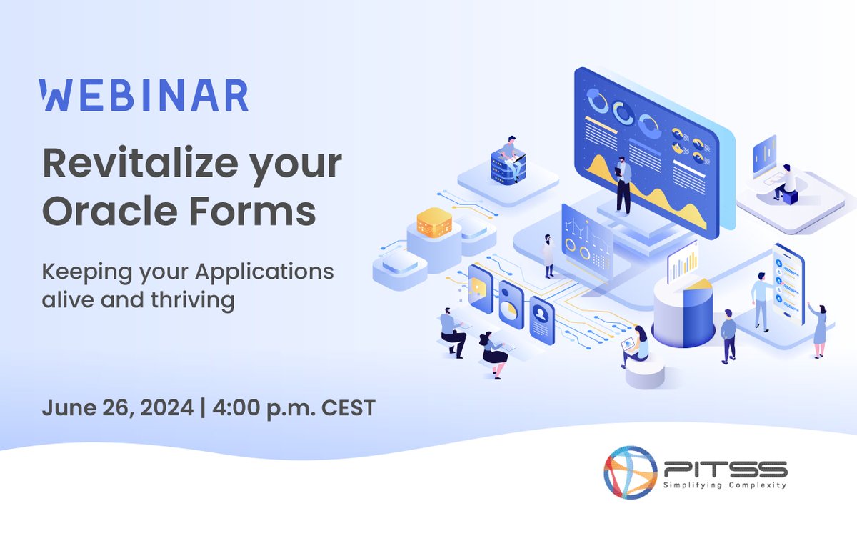 PITSSAmerica's tweet image. [WEBINAR] REVITALIZE YOUR ##ORACLE #FORMS! 🌳

📅 Wednesday, June 26, 2024 🕓 Time: 4:00 p.m. (CEST)

Join us for a 60-minute webinar on maintaining &amp;amp; modernizing Oracle Forms for your business-critical applications.

👉🏻 𝗥𝗲𝗴𝗶𝘀𝘁𝗲𝗿: shorturl.at/euPuj
#orclapex #apex