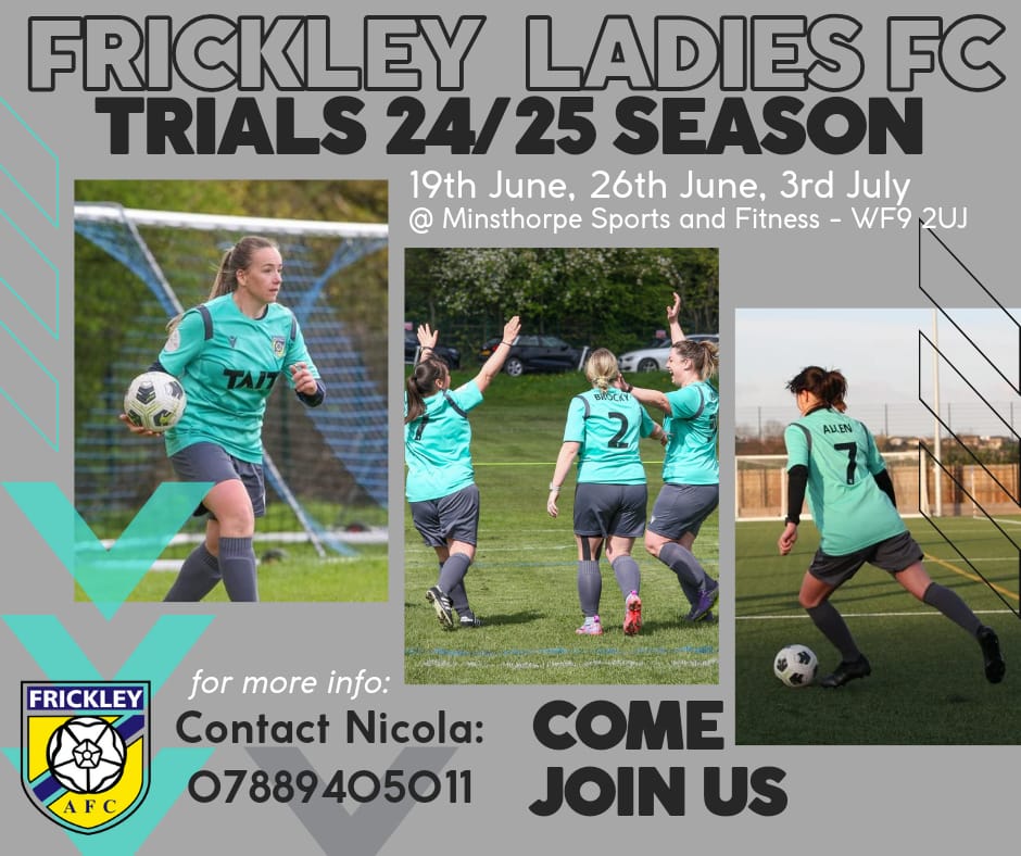 FrickleyLadies's tweet photo. Frickley Athletic Ladies Fc are looking for players to compliment there strong squad for the 24/25 season
Players considered for all positions
Frickley's where it's at, come and get involved with an amazing team and the most supportive club 
Must not be registered with any SHWGL https://t.co/Vo9p69umty