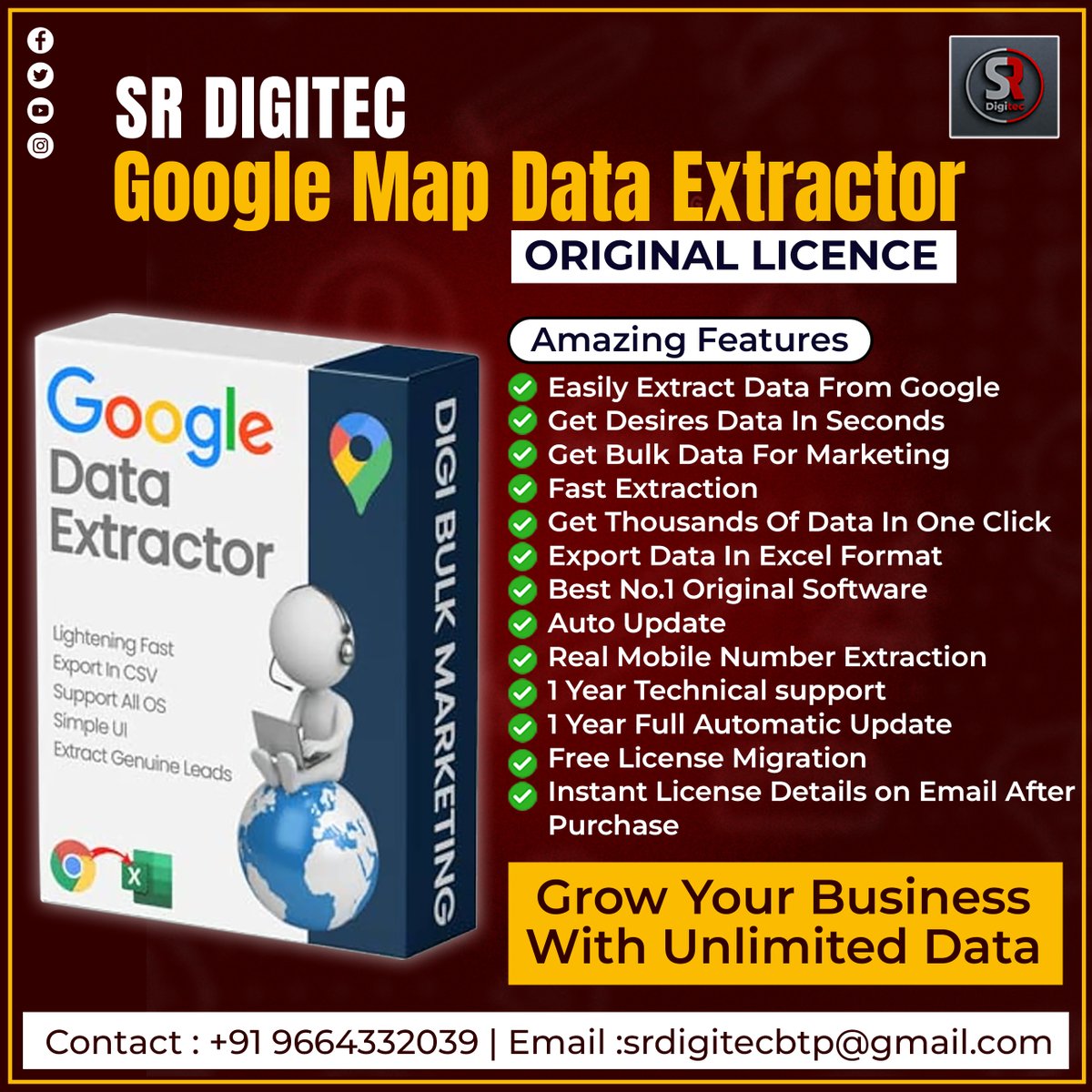 Srdigitec's tweet image. 💹📍 Google Map Data Extractor 💹📍
💹 Grow Your Business With Unlimited Data 💹
SR Digitec
☎️ Contact No :- 096643 32039, 9024745518
#socialmediamanagmant #googlemapdataxtractor #dataextractor #Googlemap #Extractor #Bestextractorac