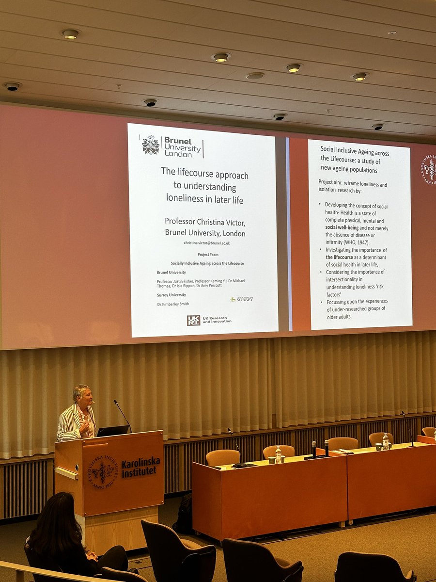 Our PI, Prof. Christina Victor speaking today at #NKG2024 on the lifecourse approach to understanding loneliness in later life <a href="/SIAL_Brunel/">Socially Inclusive Ageing across the Lifecourse</a> #loneliness #gerontology #ageing #research
