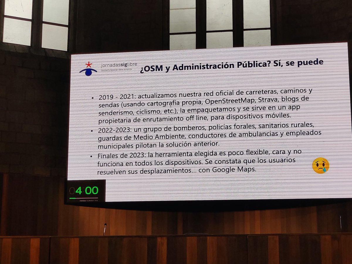 openstreetmapes's tweet photo. El uso de #OpenStreetMap y la administración pública de Navarra #siglibre2024 #geodatascience2024. https://t.co/5oevUmzCUr