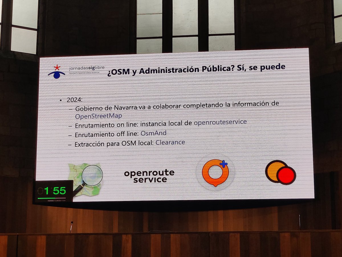 openstreetmapes's tweet photo. El uso de #OpenStreetMap y la administración pública de Navarra #siglibre2024 #geodatascience2024. https://t.co/5oevUmzCUr