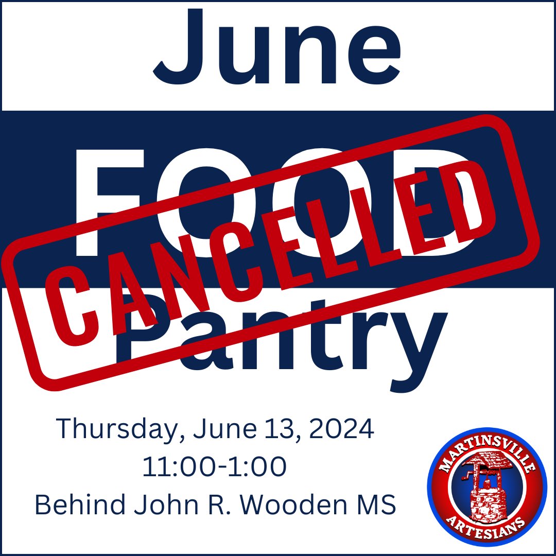 MSDMartinsville's tweet image. Important Information

The Martinsville Family Food Pantry scheduled for Thursday, June 13, 2024, is cancelled.