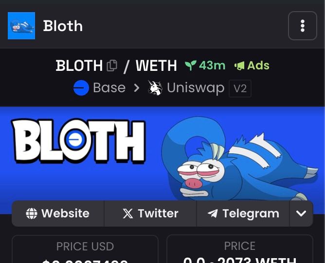 BlothOnBase's tweet photo. Ads are now up on dexscreener for $BLOTH ! 

https://t.co/IIz7vjmT7i

#BLOTH #BASE #BASEJUMP https://t.co/DpN3u86zeX