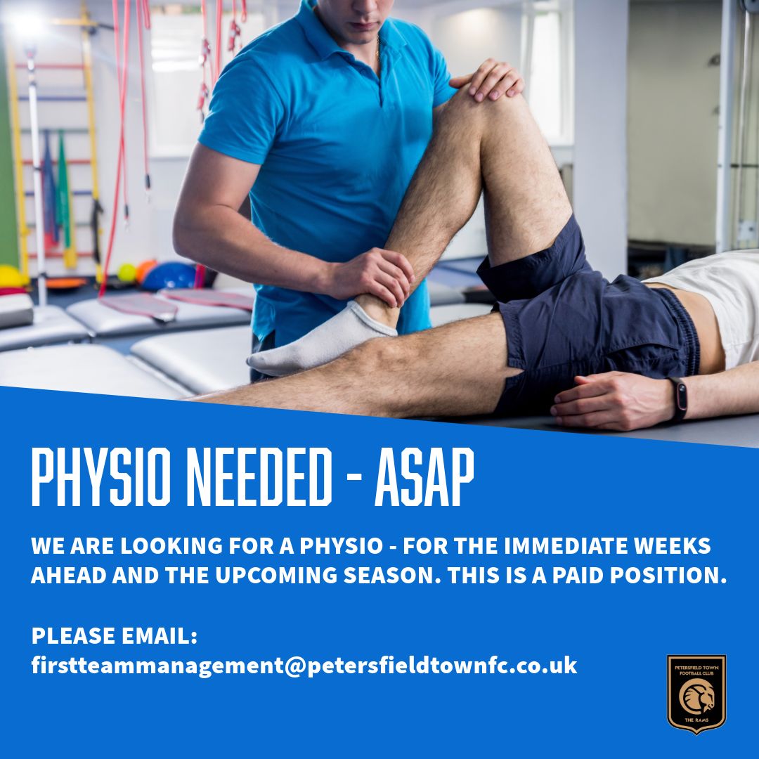 🤕 | 𝗣𝗛𝗬𝗦𝗜𝗢 𝗡𝗘𝗘𝗗𝗘𝗗 

We are looking for a Physio for an immediate start. Please email us if you are interested. This is a paid position. 

#uptherams