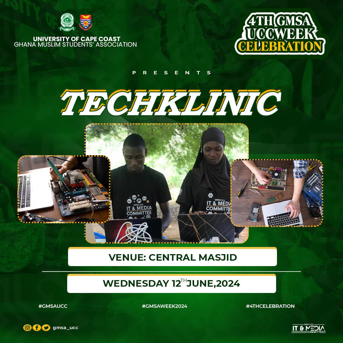 GMSAUCCOFFICIAL's tweet photo. ‼️‼️‼️‼️‼️‼️‼️‼️‼️

Take control of your health! *Free health screening and PC clinic*

🔊 today - don't miss out!🔊

*Date :* 12th June, 2024
*Time:* 9:30 a.m.
*Venue:* UCC CENTRAL MOSQUE 🕌 

#GMSAWEEK #4THCELEBRATION 
#GMSA-UCC https://t.co/oFSZITlzOw