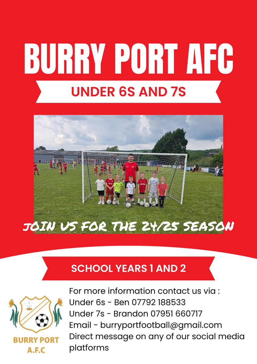 We are recruiting new players for our established under 6s and 7s teams⚽️

Please share and get in touch if your interested