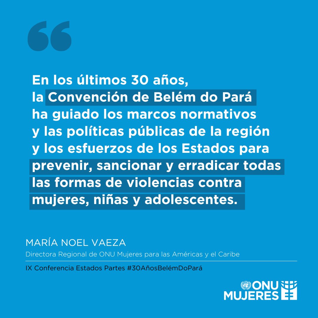 “En los últimos #30AñosBelémDoPará ha guiado los marcos normativos y las políticas públicas de la región y los esfuerzos de los Estados para prevenir, sancionar y erradicar todas las formas de violencias contra mujeres”.
– @mnvonumujeres <a href="/ONUMujeres/">ONU Mujeres</a> <a href="/MESECVI/">MESECVI-OEA CEVI</a> <a href="/ONUMujeresChile/">ONU Mujeres Chile</a>