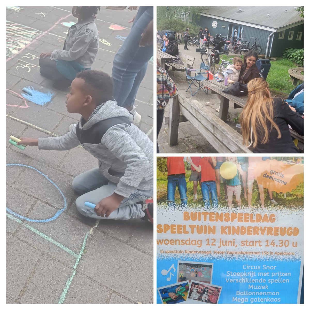 Buitenspeeldag in Speeltuin Kindervreugd kei druk. Circus, ballonnen, straattekenen, spelletjes en lekkers. Met dank weer aan Antoinette. <a href="/onshuis055/">Ons Huis Apeldoorn</a> <a href="/Stimenz/">Stimenz</a> <a href="/de_goede_woning/">De Goede Woning</a>