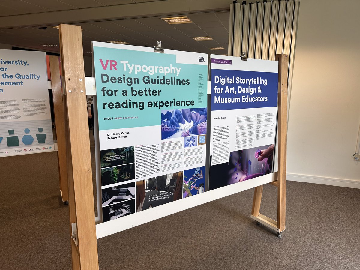 Rob Griffin (@robgriffiniadt) on Twitter photo Posters for #IADT 2024: Celebration of Teaching and Learning. Made one about a series of XR labs we did with <a href="/creativefutur16/">@creativefuturesacademy</a> and Dr Hilary Kenna made another about a VR typography workshop we did at the GEM IEEE conference. Posters for #IADT 2024: Celebration of Teaching and Learning. Made one about a series of XR labs we did with <a href="/creativefutur16/">@creativefuturesacademy</a> and Dr Hilary Kenna made another about a VR typography workshop we did at the GEM IEEE conference.