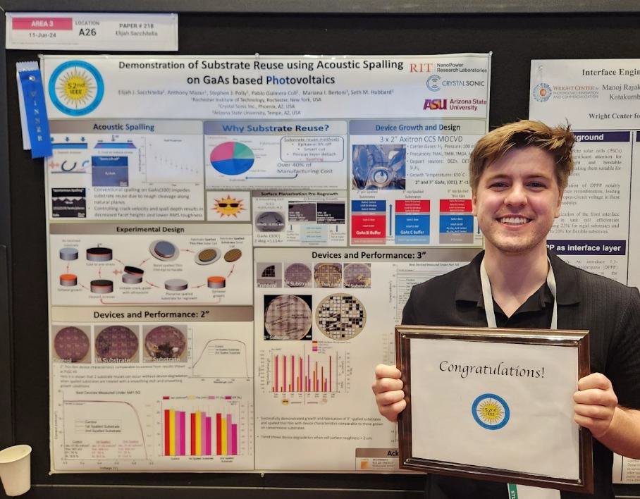 Elijah Sacchitella (RIT) won the Best Poster Award for Area 3. The other nominees were Darin Meeker and Tetsuya Nakamura. Congratulations!