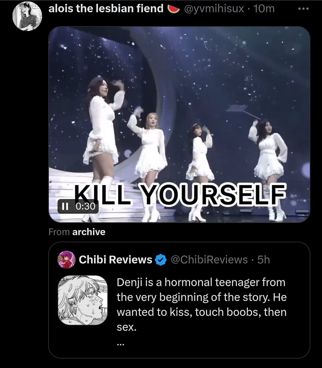 ChibiReviews's tweet photo. Death threats to racism. Reminder this is over Chainsaw Man.

Here's some receipts https://t.co/MtkL80qSlQ