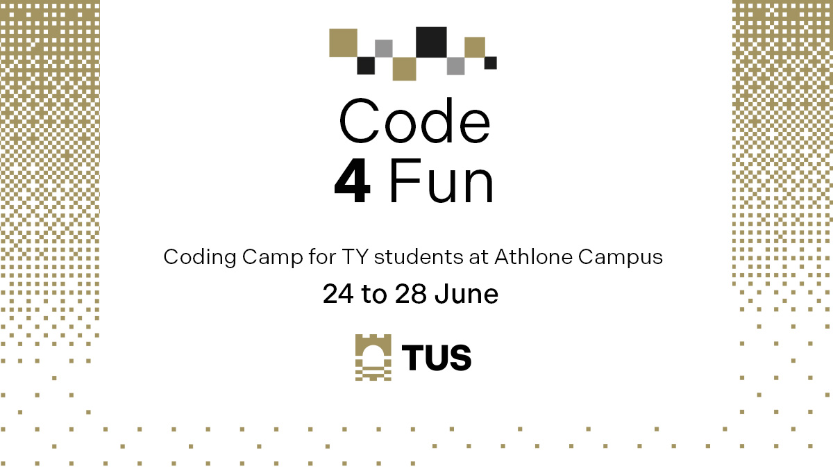 TUS_Athlone_'s tweet image. Calling all TY students! Unleash your creativity at our upcoming #Code4Fun coding summer camp, taking place June 24-28th at TUS, Athlone Campus.
Places are limited. Book your FREE place today!
Register here 👉tus.ie/.../code4fun-c…