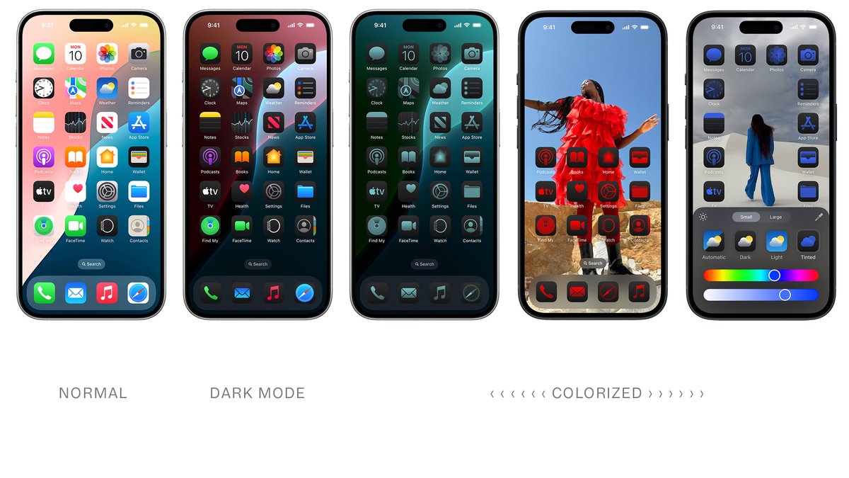 ucllc's tweet photo. Today on Brand New (Linked): With Apple’s iOS 18, users can now colorize in a monotone approach their app icons, eroding any color association the app had  built with its users and giving designers one more thing to worry about when designing app icons https://t.co/8cg2n0pGbU https://t.co/i8060WvVn4