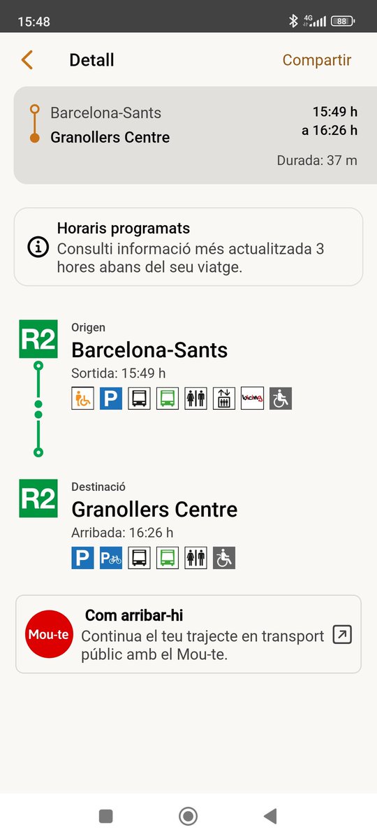 Nuria_Almirall's tweet photo. Hola @rodalies, @rod2nordcat
Portem 2 dies que el tren destinació Granollers-centre que surt de Sants a les 15:49 no surt, desapareix de les pantalles i no es dóna cap informació. Si us plau, podeu informar als usuaris? Deixareu de donar servei a aquest tren?A la App encara surt: https://t.co/g54RT45P1N