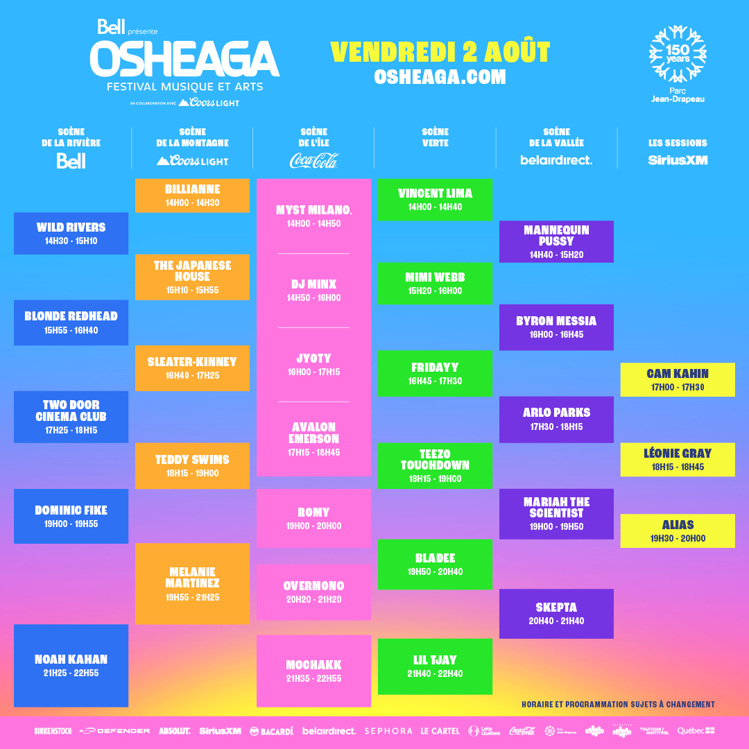 Osheaga schedule