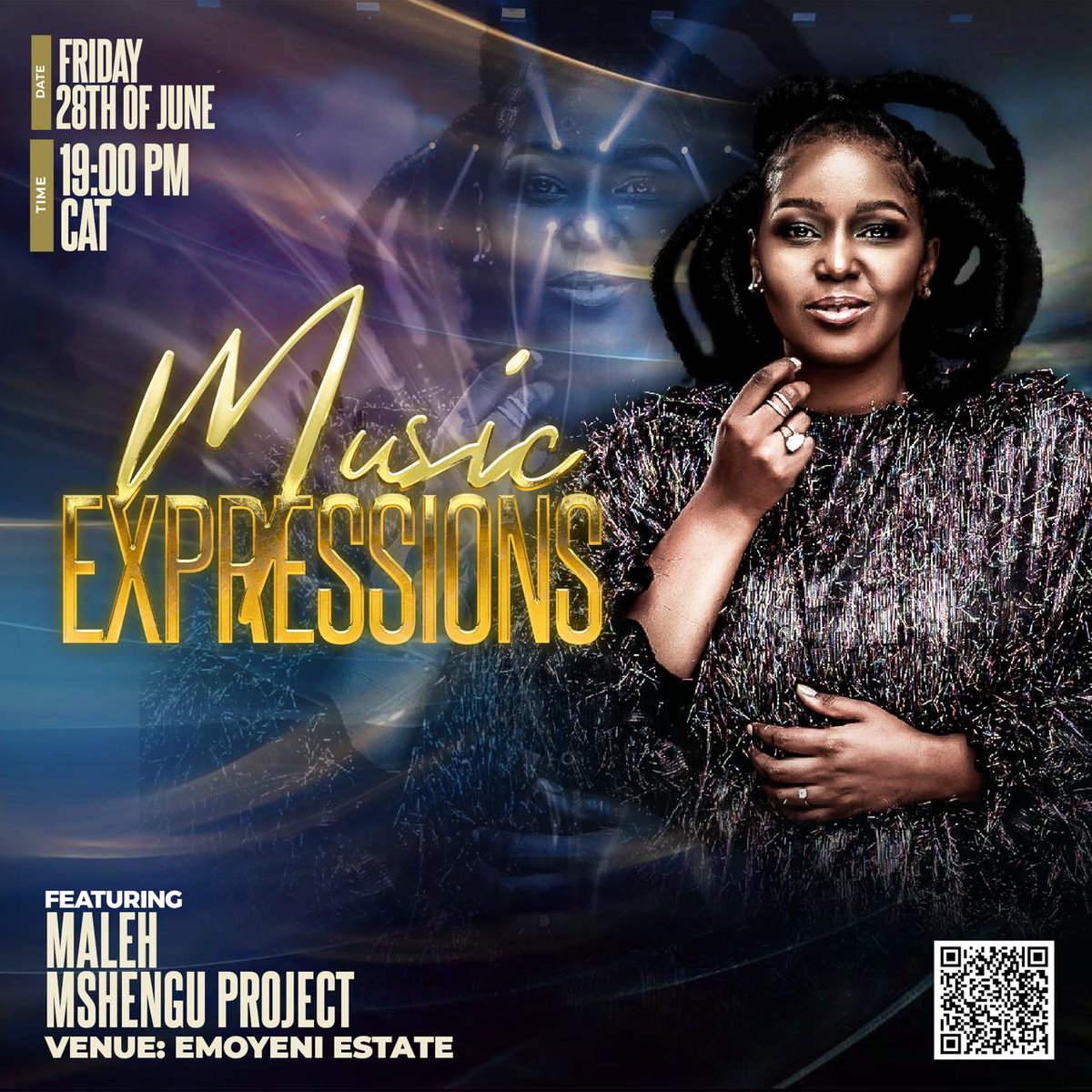 Hey fam. Looking forward to being hosted by #Musicexpressions month end 28th June. To purchase ticket visit quicket or scan the qrcode on the poster. Looking forward to seeing you there❤️