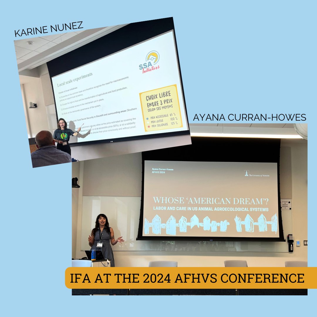 Agroecology_UVM's tweet photo. This last week IFA members (@KarenNordstrom2 @AndersonColinR @mollydelcarmen) presented at the 2024 AFHVS Conference in Syracuse, NY.
They shared ideas, strengthened collaborations, and are diving back into their work with renewed inspiration!
#righttofood #afhvs #agroecology https://t.co/mUvpXGAIIY