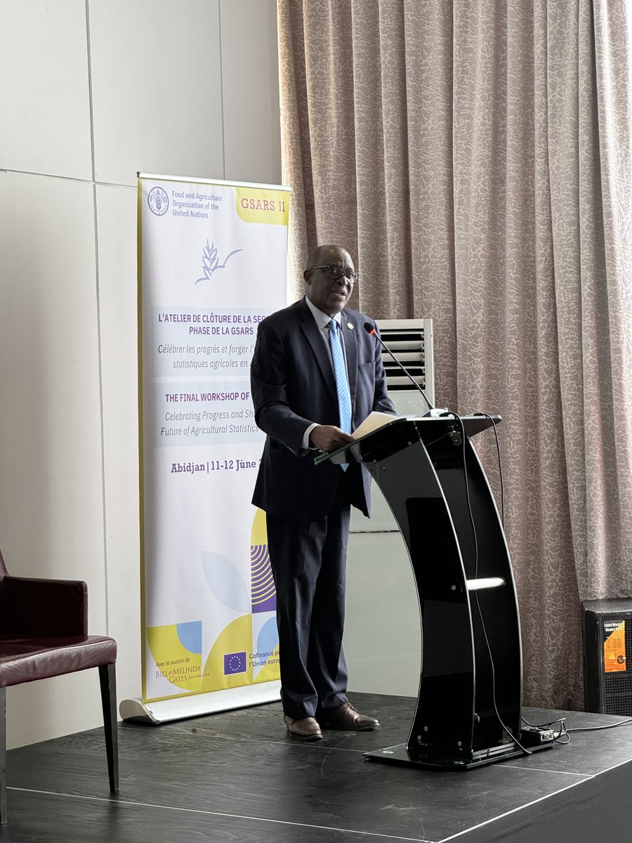 FAOstatistics's tweet photo. #GSARSII Final Conference kicked off Tuesday in Abidjan 🇨🇮 supported by implementing partner #UNECA, under the theme 'Celebrating Progress and Shaping the Future of Agricultural Statistics in Africa.' 

 @FAOCotedIvoire Representative, Attaher Maiga opened the conference https://t.co/5ay6AhamVR
