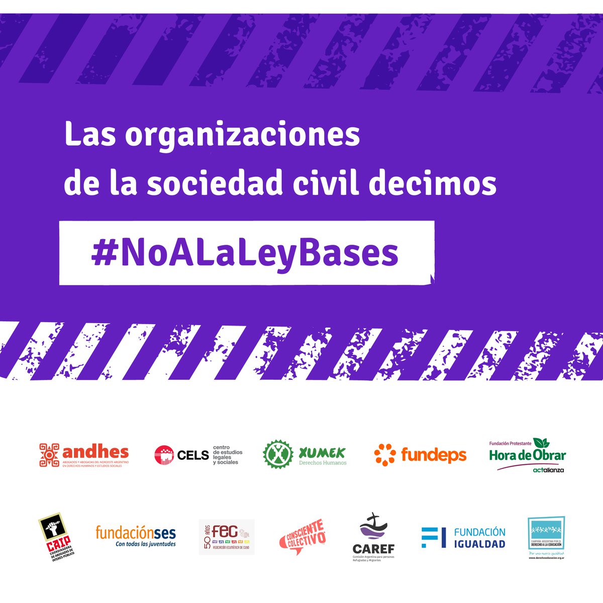 ⚠️Las organizaciones de la sociedad civil nos unimos en un #NoALaLeyBases. 

Esta ley, junto con la reforma fiscal, perpetúa la desigualdad social y perjudica a la mayoría de los argentinos y argentinas, favoreciendo a las grandes corporaciones.