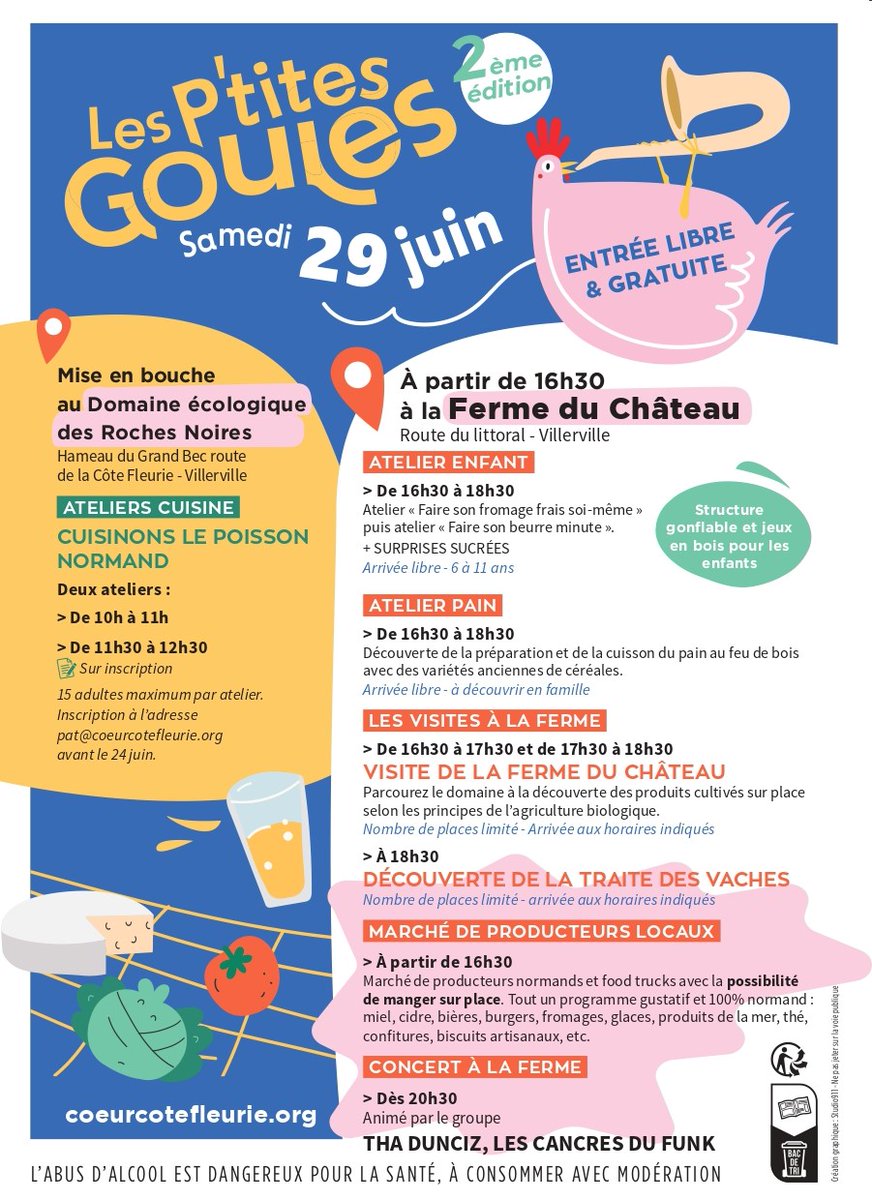 #PAT 
🍎🐔🎺 Les P'tites Goules sont de retour pour une 2ème édition samedi 29 juin à Villerville ! En attendant, retrouvez le programme complet ici 👇