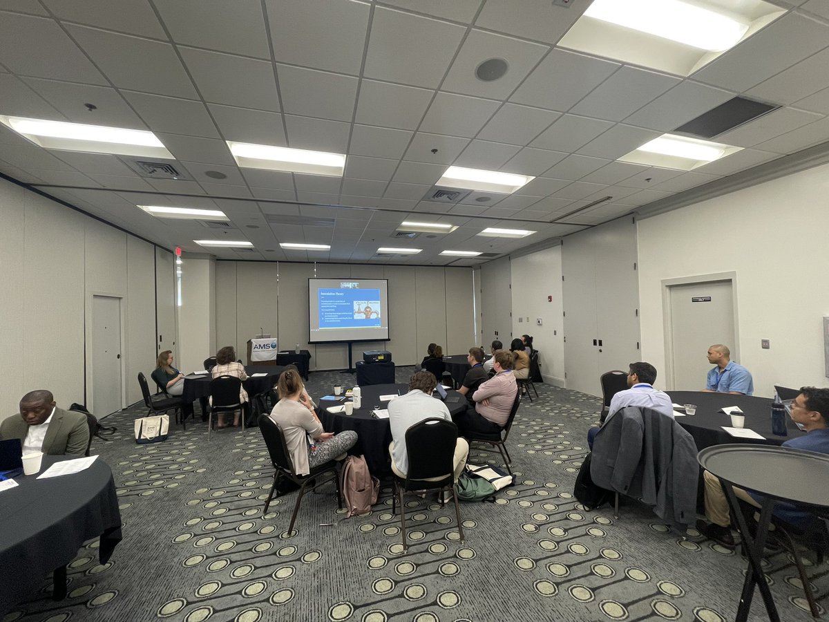 AlexMorrisonWX's tweet photo. Kicking off #AMESECLA24 Day 2 with a discussion from @ambersballoons on climate change communication. Thank you Amber for an incredible session! https://t.co/9kGhtI7jQQ