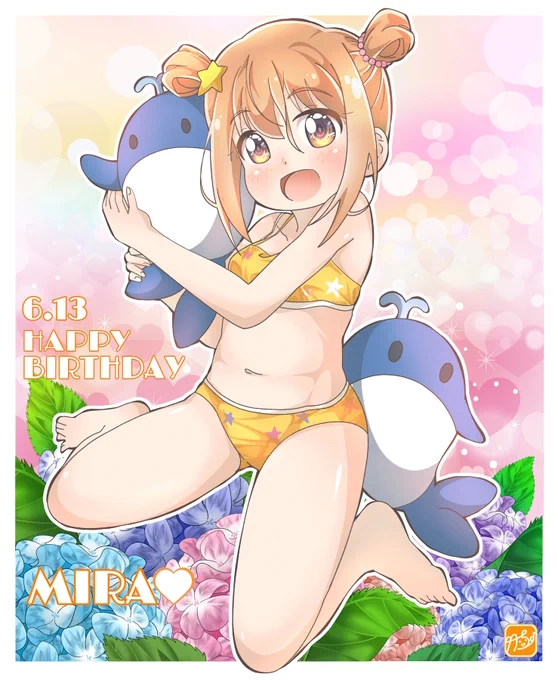 みらちゃんHAPPY BIRTHDAY～!!!キュートな水着姿で、クジラのぬいぐるみを可愛がるみらちゃんを描きました#木ノ幡みら誕生祭2024 #木ノ幡みら生誕祭2024 #木ノ幡みら生誕祭 #koias #恋アス #恋する小惑星 ↓気になる人のみ#いいねした人全員フォローする 