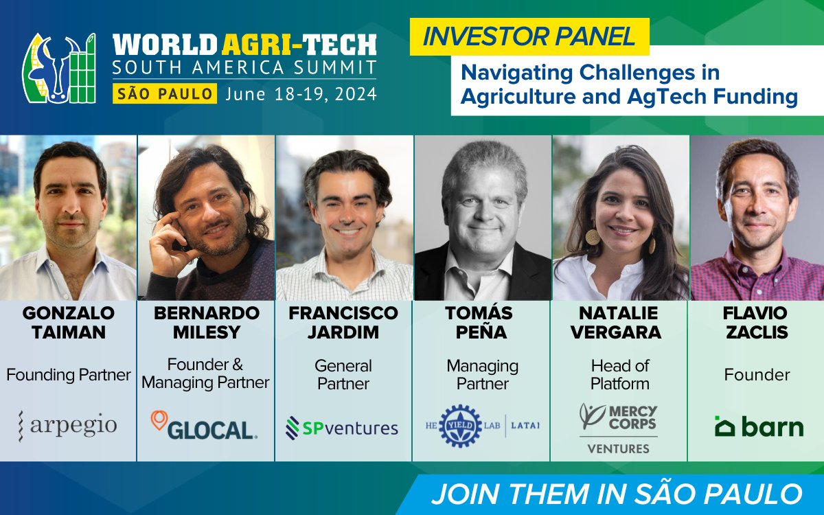 Nos vemos en el <a href="/WorldAgriTech/">World Agri-Tech</a> ! 🌾

Vamos a estar participando del panel "Navigating Challenges in Agriculture and AgTech Funding" junto a  F. Jardim (SP Ventures), T. Peña ( <a href="/TheYieldLab/">The Yield Lab</a> LatAm), G. Taiman (Arpegio), N. Vergara (<a href="/mercycorps/">Mercy Corps</a>)  y F. Zaclis (Barn)

¡Los esperamos!