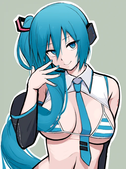 畫了最近流行的兩種miku#初音ミク 