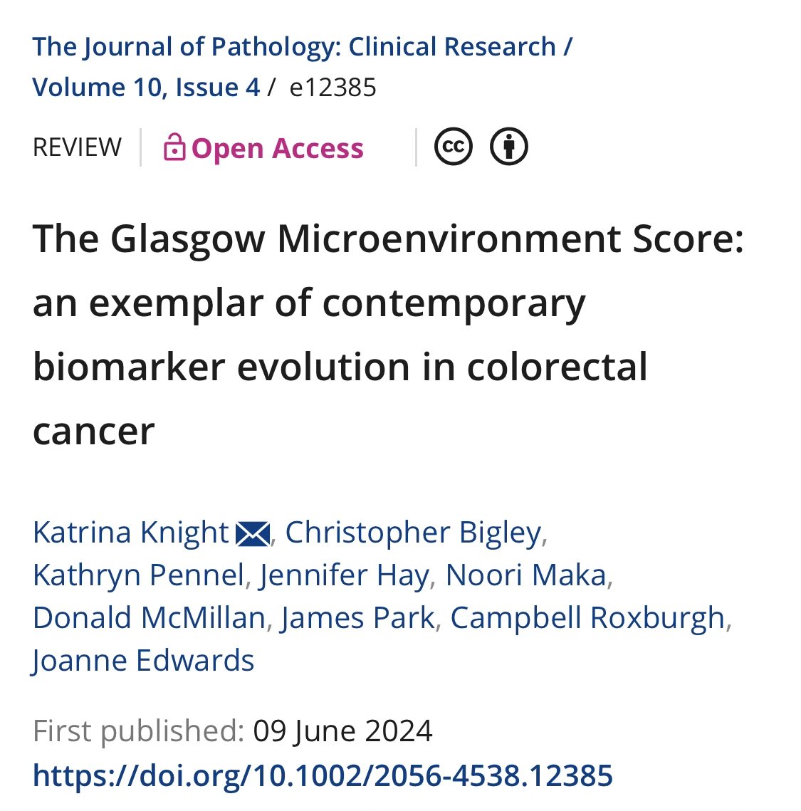 🚨New Review Alert 🚨
For an all around look at The Glasgow Microenvironment Score and its applications in colorectal cancer, check out our new review in the Journal of Pathology: Clinical Research!

…thsocjournals.onlinelibrary.wiley.com/doi/full/10.10…