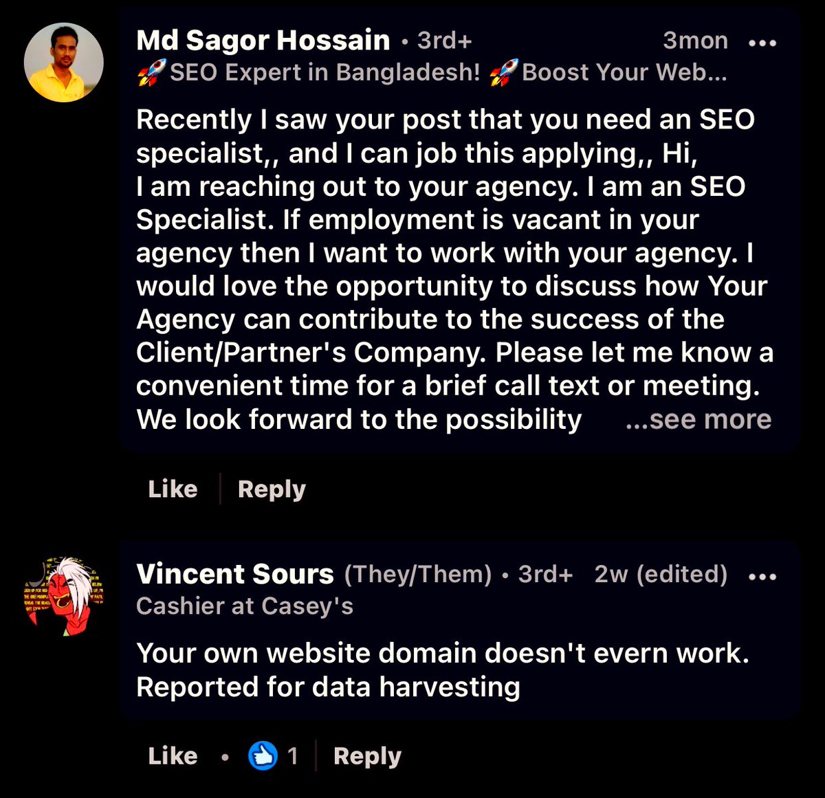 BellesDigs's tweet photo. @LinkedIn is to fake jobs what @elonmusk is to bots.
Fake job recommendations we’re still receiving. Jobs were reported, taken down, and back. Clearly goes against TOS. Profile should’ve been banned. The economic crisis is worth an estimated $16B for LinkedIn. #JobShortage https://t.co/Q5g8W87xVA