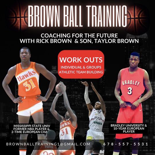 My father, Rick Brown and I are bringing Over 20 years of professional basketball experience to the city! We’ll be hosting group and individual workouts for elite athletes that want to add excellence to their bags. Sessions will take place wednesday evenings in dunwoody!