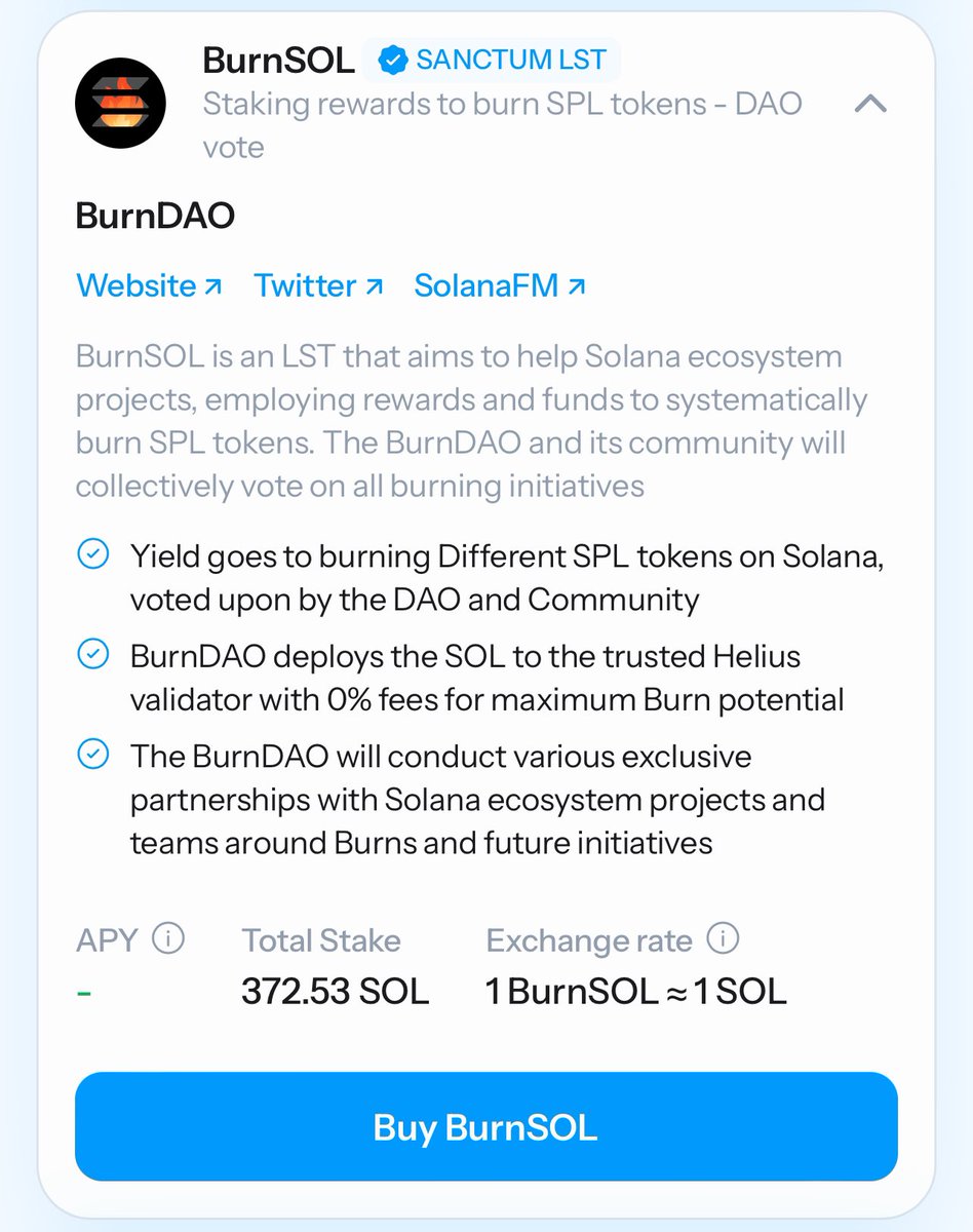 372 $SOL ~$60,000 staked with <a href="/OfficialBurnSol/">BurnSOL</a> 🔥🤯

Buy and hold BurnSOL to earn FireBalls ™ and to increase the buy and burn amount of $CLOUD by <a href="/sanctumso/">sanctum ☁️</a>  🔥☁️☄️

app.sanctum.so/trade/SOL-burn…