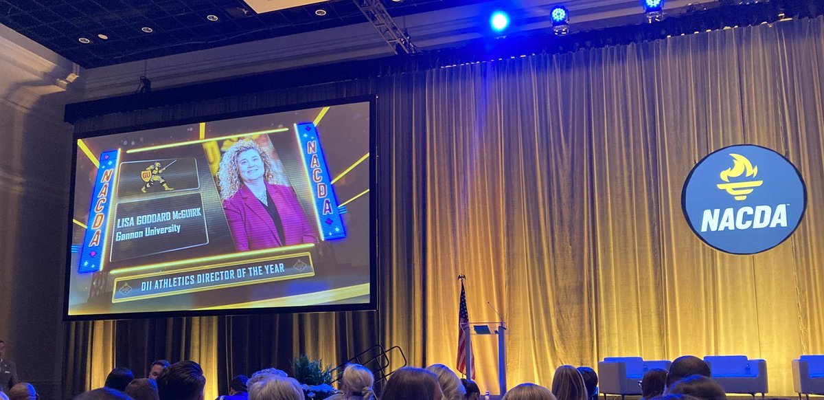 GUKnights's tweet photo. It was an unforgettable day as Gannon's Lisa Goddard McGuirk was honored as a NACDA Athletics Director of the Year. She was one of four Division II ADs honored among 300 D-II schools.  It was great to see a leader who is all about teamwork get a moment in the spotlight.
@GannonU https://t.co/VQxT1T7qzI