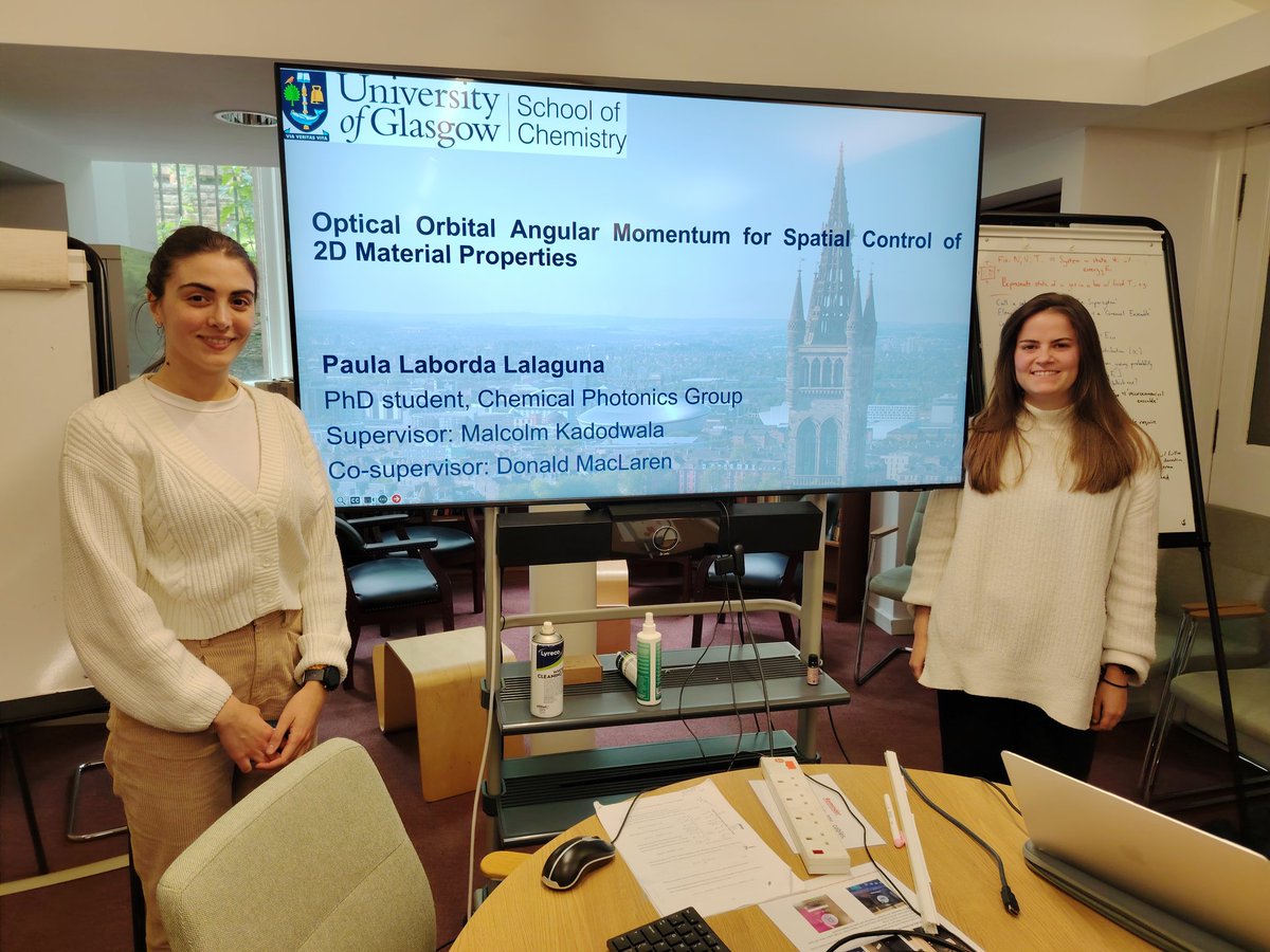 MCMP Glasgow (@uofg_mcmp) on Twitter photo We had two fantastic presentations at today's <a href="/UofG_MCMP/">MCMP Glasgow</a> colloquium by PhD students Sara Villa and <a href="/paulaLLalaguna/">Paula L Lalaguna</a>. Controlled skyrmion nucleation and wrinkling graphene with light. What more could you want! 🤩🧲💡 We had two fantastic presentations at today's <a href="/UofG_MCMP/">MCMP Glasgow</a> colloquium by PhD students Sara Villa and <a href="/paulaLLalaguna/">Paula L Lalaguna</a>. Controlled skyrmion nucleation and wrinkling graphene with light. What more could you want! 🤩🧲💡