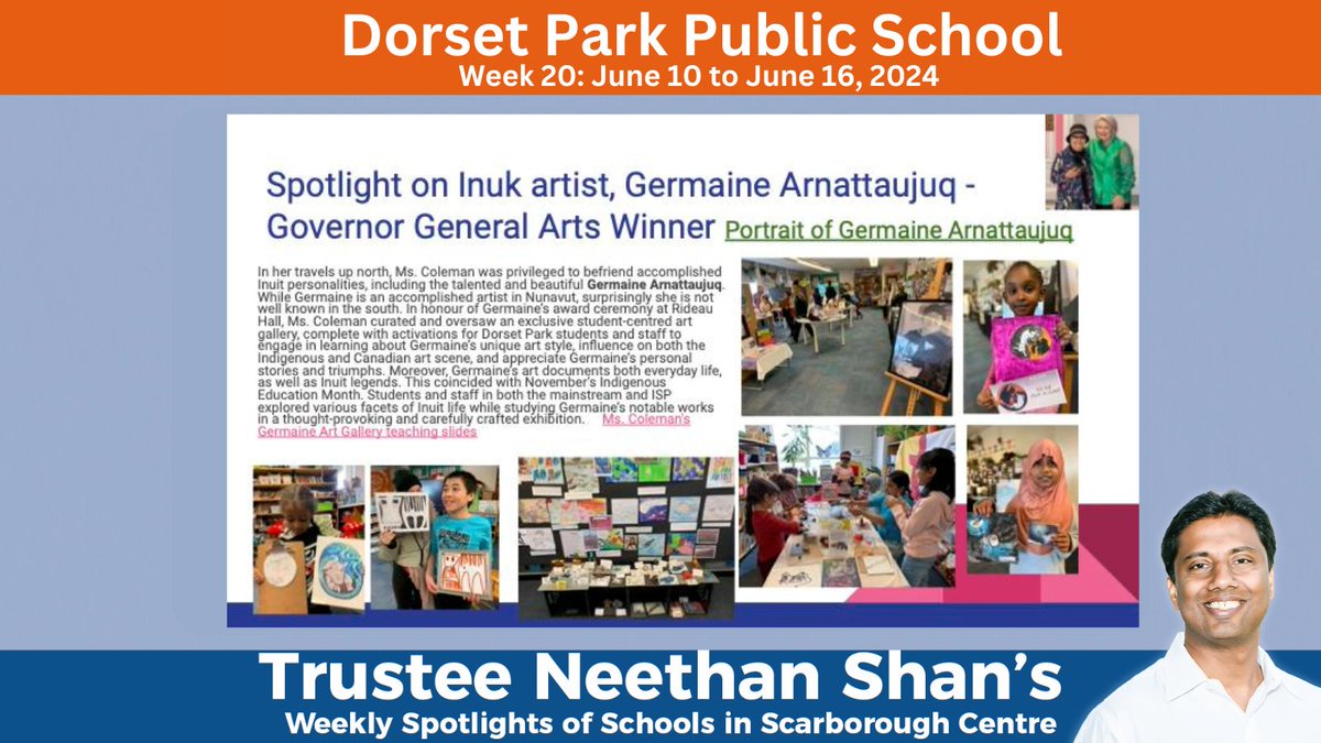 NeethanShan's tweet photo. Dorset Park Public School in #ScarTO prioritizes Indigenous education, ensuring our students learn and honor the rich traditions and histories, promoting respect and understanding in every classroom. #TDSB https://t.co/3Jdb6xA5Zp