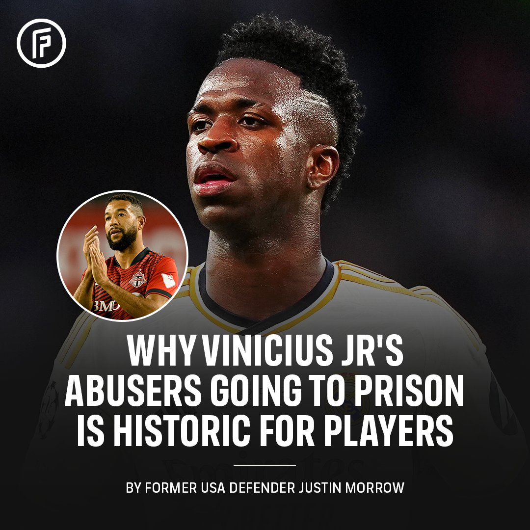 FIFPRO's tweet photo. 🗣️ “It's the missing piece of the puzzle in the fight against racism.”

Former @USMNT defender @JustMorrow, a #FIFPRO EDI Committee member and @BPCMLS co-founder, explains why Vinicius Jr’s abusers being sentenced to prison is a historic milestone for players.

@ViniJr ✊