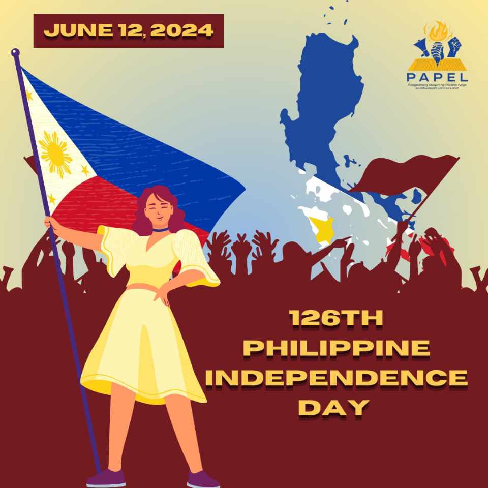 papelphs's tweet photo. ANG KALAYAAN AY PARA SA MASA, AT HINDI DAPAT NAG PA-PAASA  

Ngayong araw ay ipinupunyagi natin ang araw ng kalayaan ng mga pilipino. Lagi nating tatandaan na ang kalayaan ay hindi makukuha ng kung sino man hanggang may boses at gana tayong mag-organisa at makibaka! https://t.co/qL7eFNQYWe