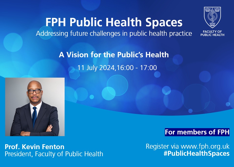 FPH's tweet photo. Our next #PublicHealthSpaces meeting for FPH members will take place on 11 July with @ProfKevinFenton presenting the #FPHVisionForHealth and reflections from @helenedenness, @Ana_Cat_PG and @DPH_Lewisham.
Register today ➡️ https://t.co/dJA5pPn8Zw https://t.co/tqbHHdjXU3